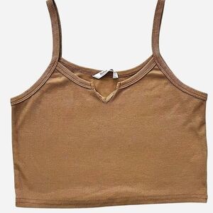 ROMWE Tan Ribbed Tank Top